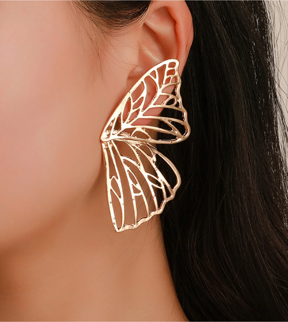 

Trendy butterfly wings Unusual Stud earrings trend fan-shaped party earrings fashion jewelry for women (5pcs free shipping)