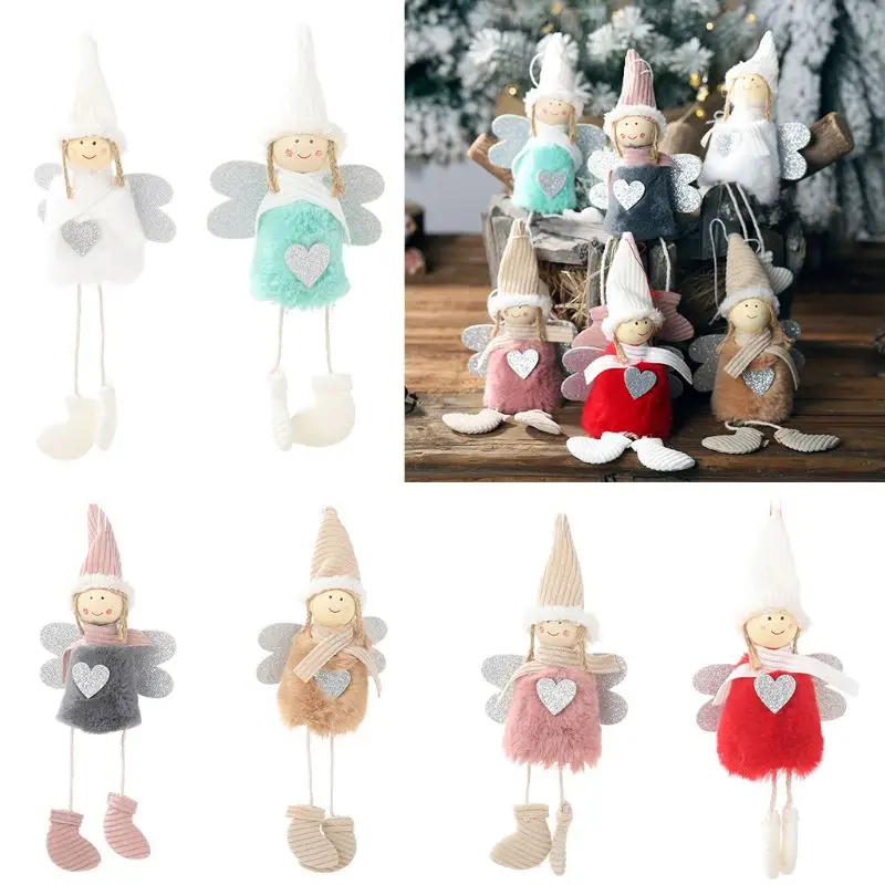 Рождественский милый плюшевый Ангел Кукла с блестками Сердце крылья