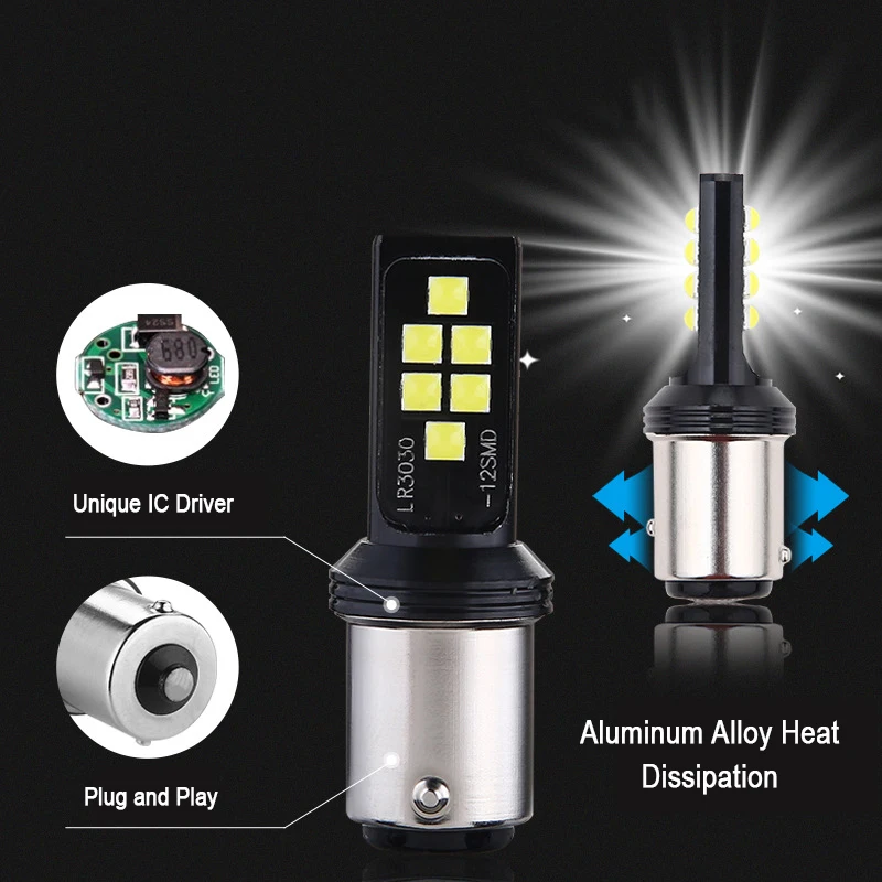 2 шт. Автомобильные светодиодные лампы 1156 P21W BA15S 1157 P21/5W BAY15D T20 7440 W21/5W 7443
