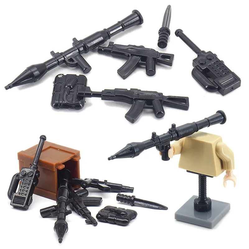 Military Weapons Army Communicator Gun Soldier Building Block Figures Equipment Accessories WW2 Model Moc Boy Gift Children Toys | Игрушки и