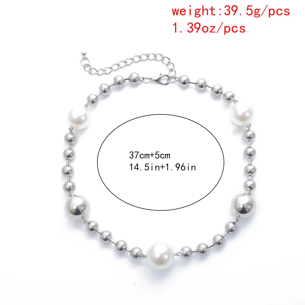 

Personality Big Bead Choker Necklace Hip hop Imitation Pearl Necklace Gothic Statement Party Jewelry Gift