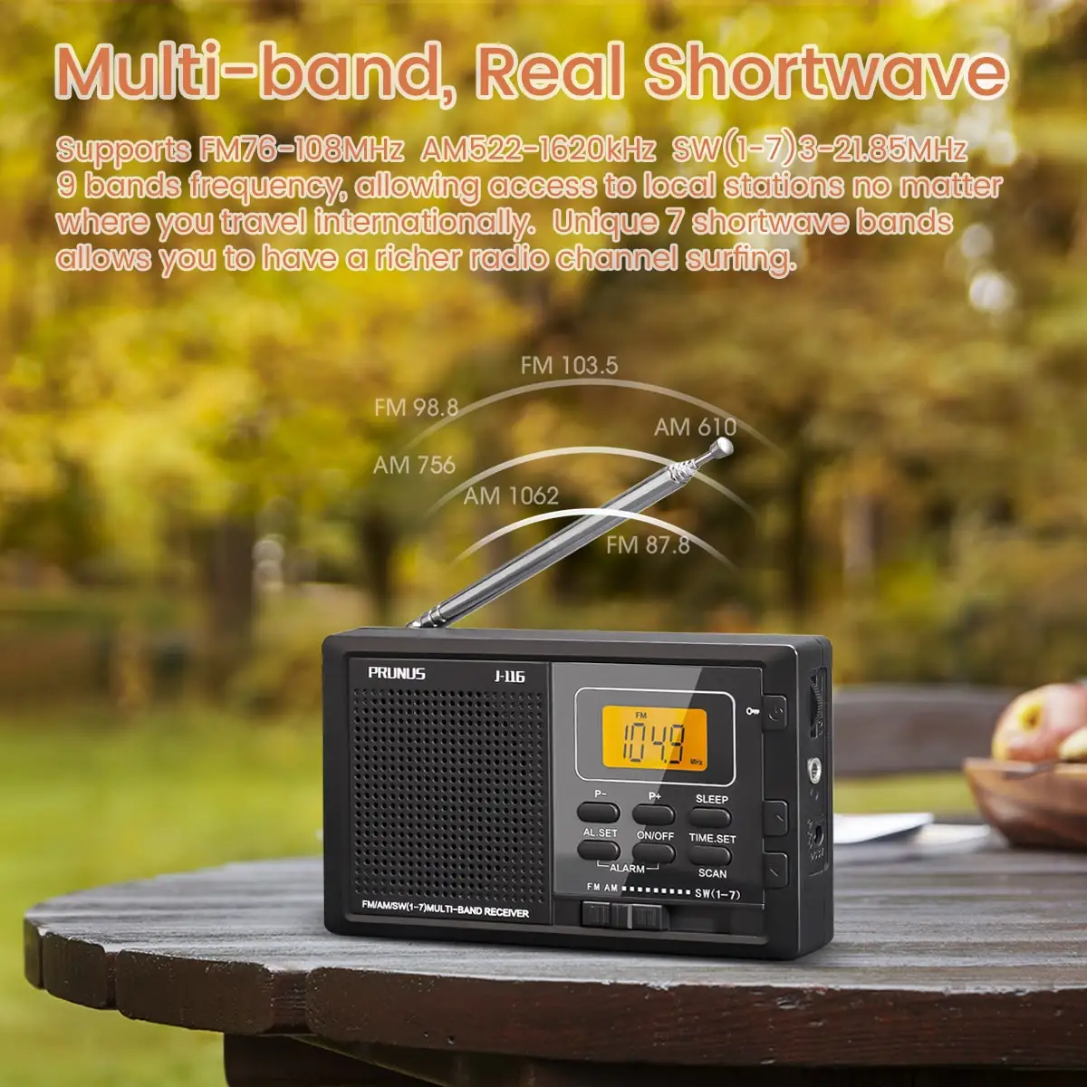 Портативный fm-радиоприемник PRUNUS J116 AM SW 9-диапазонный мини-радиоприемник с