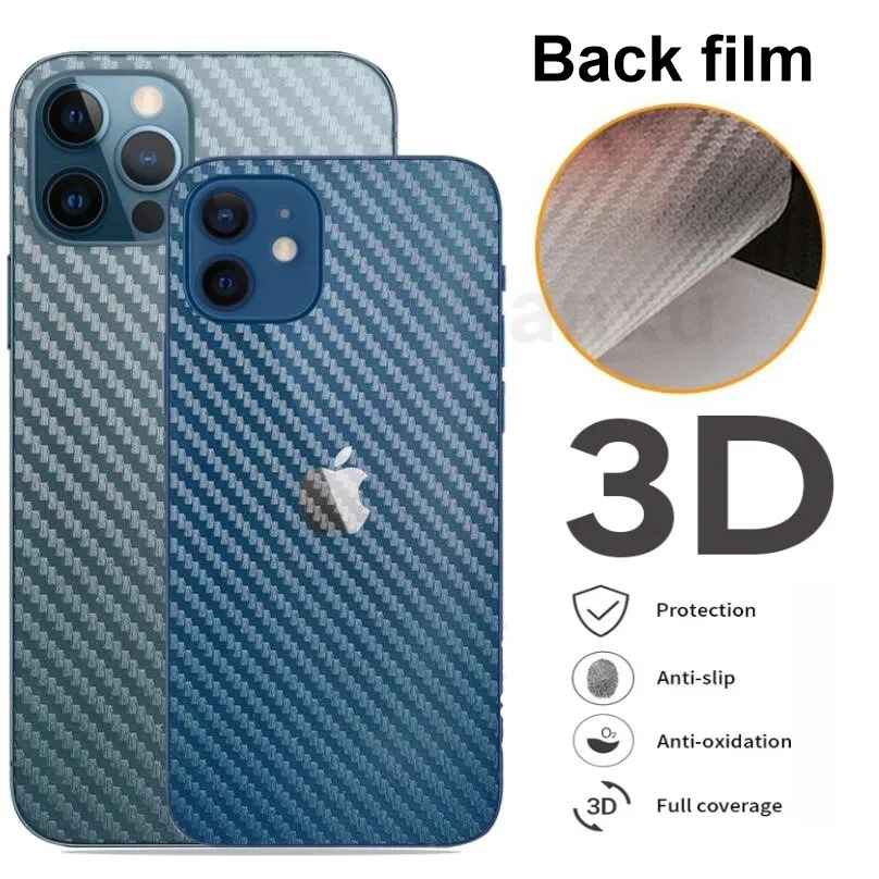 

Прозрачная пленка YanXu из углеродного волокна для iphone 12 Mini 11 Pro X XR X XS Max SE2 7 8 6S Plus, защитная наклейка на заднюю панель телефона