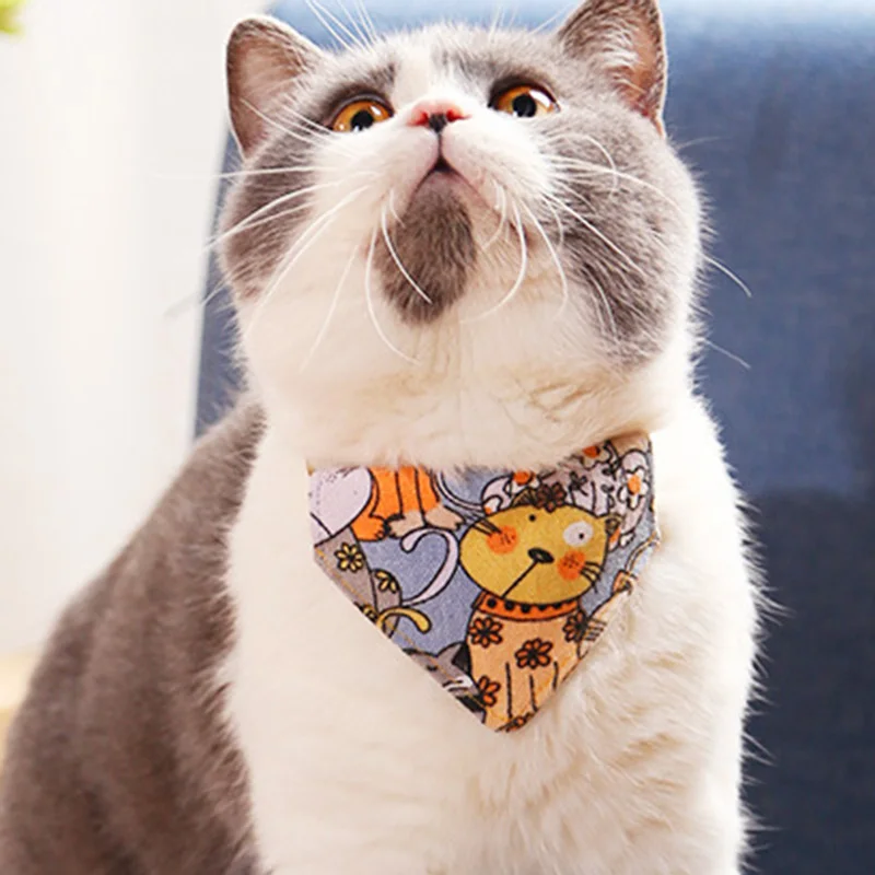 

Cat Japanese Saliva Towel and Wind Triangle Scarf Cat Collar Small Dog Cat Accessories Cat and Dog Scarf Dog Collar 1pc