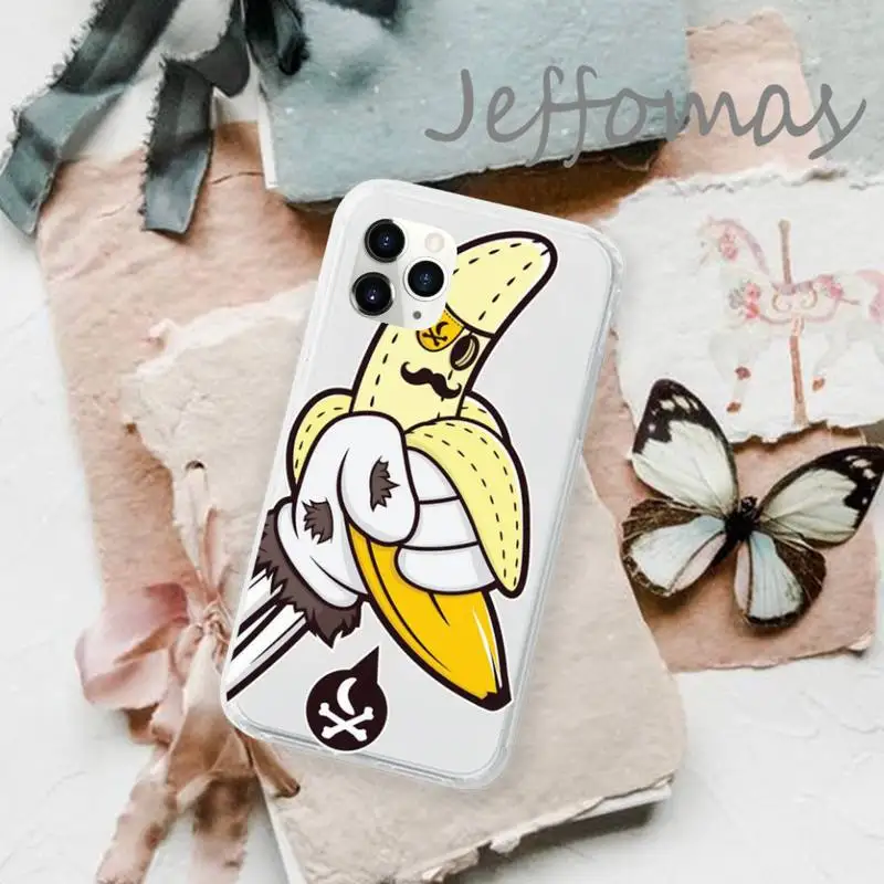 

Cartoon Cute Fruit Yellow Banana Phone Case Transparent for iPhone 11 12 mini pro XS MAX 8 7 6 6S Plus X 5S SE 2020 XR