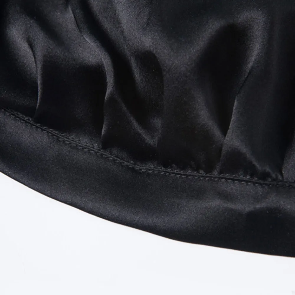 

Color Nightcap Real Silk Sleeping Cap Hair Loss Cap Hats for Girls (Black)