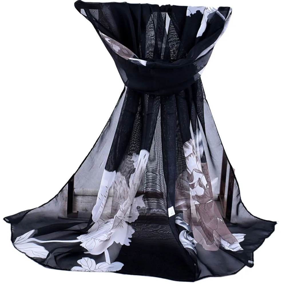 Женская Мягкая шифоновая шаль с принтом обёрточная бумага s Шарф шарфы пончо