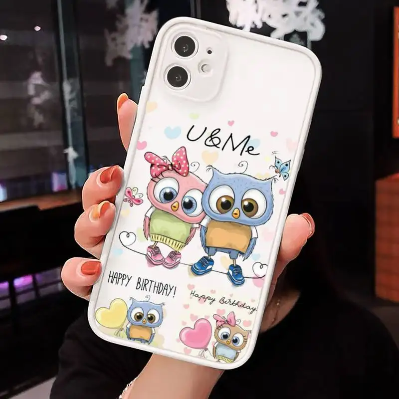 

cute Owl Lover Cartoon Phone Cases Matte For iPhone 12 Mini 11 Pro XR XS Max 7 8 Plus X Hard PC Back Cover