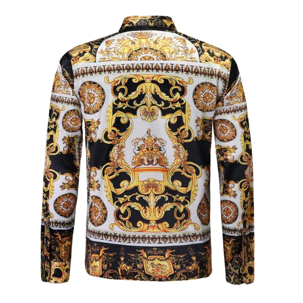 Новинка 2020 роскошные Брендовые мужские рубашки с цветочным принтом повседневные