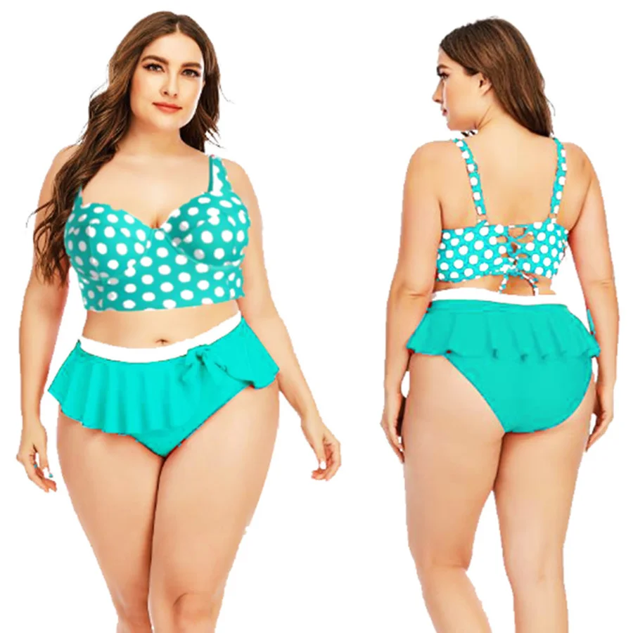 

Summer Plus Size 5XL Swimwear Swimsuits for Women Sexy 2 Pieces Bathing Suits Candy Color Dots Design Beach Wear Clothing Woman