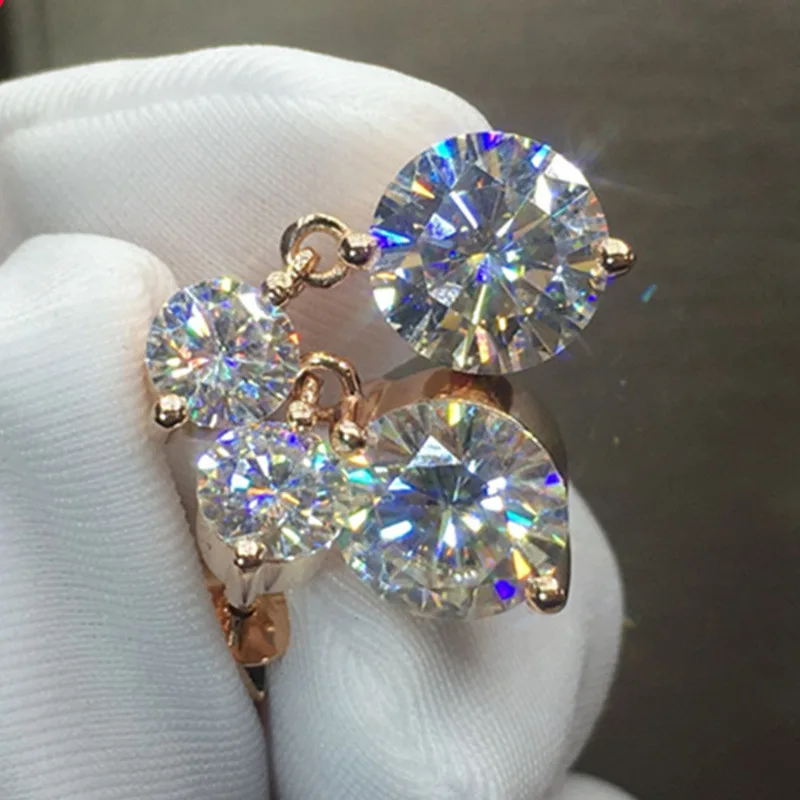 

YH-ZL Female Clear Crystal Earring Fashion Gold Plated Dangle Earrings Vintage Drop Earrings For Women