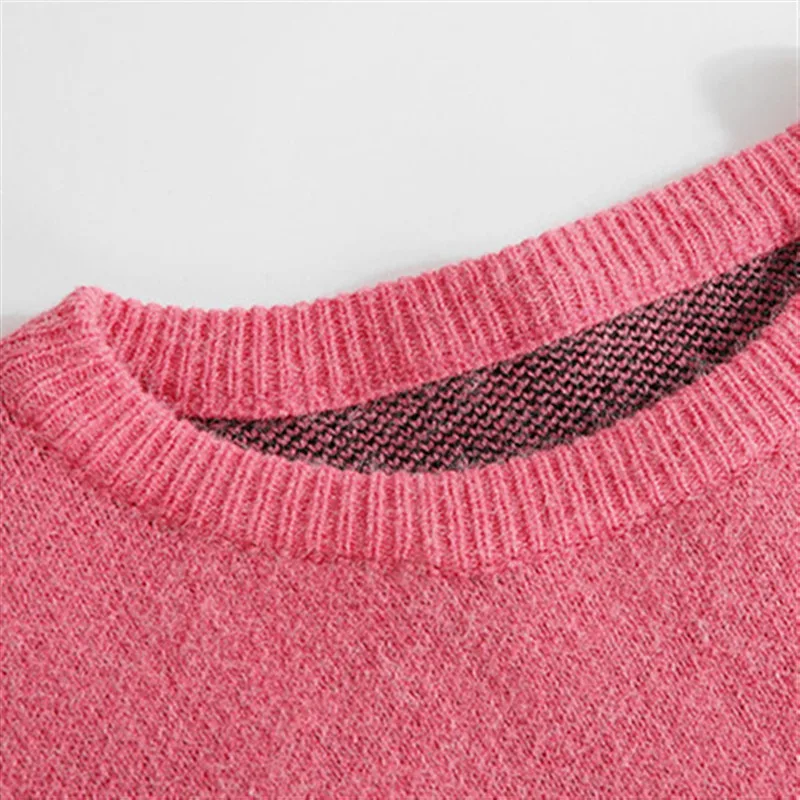 Осенне-зимние вязаные свитера с круглым вырезом женские свободные уличные