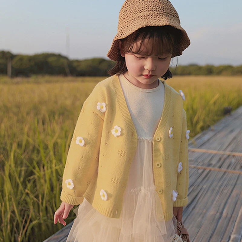 Весенне осенний Детский свитер вязаный для маленьких девочек Модная вязаная