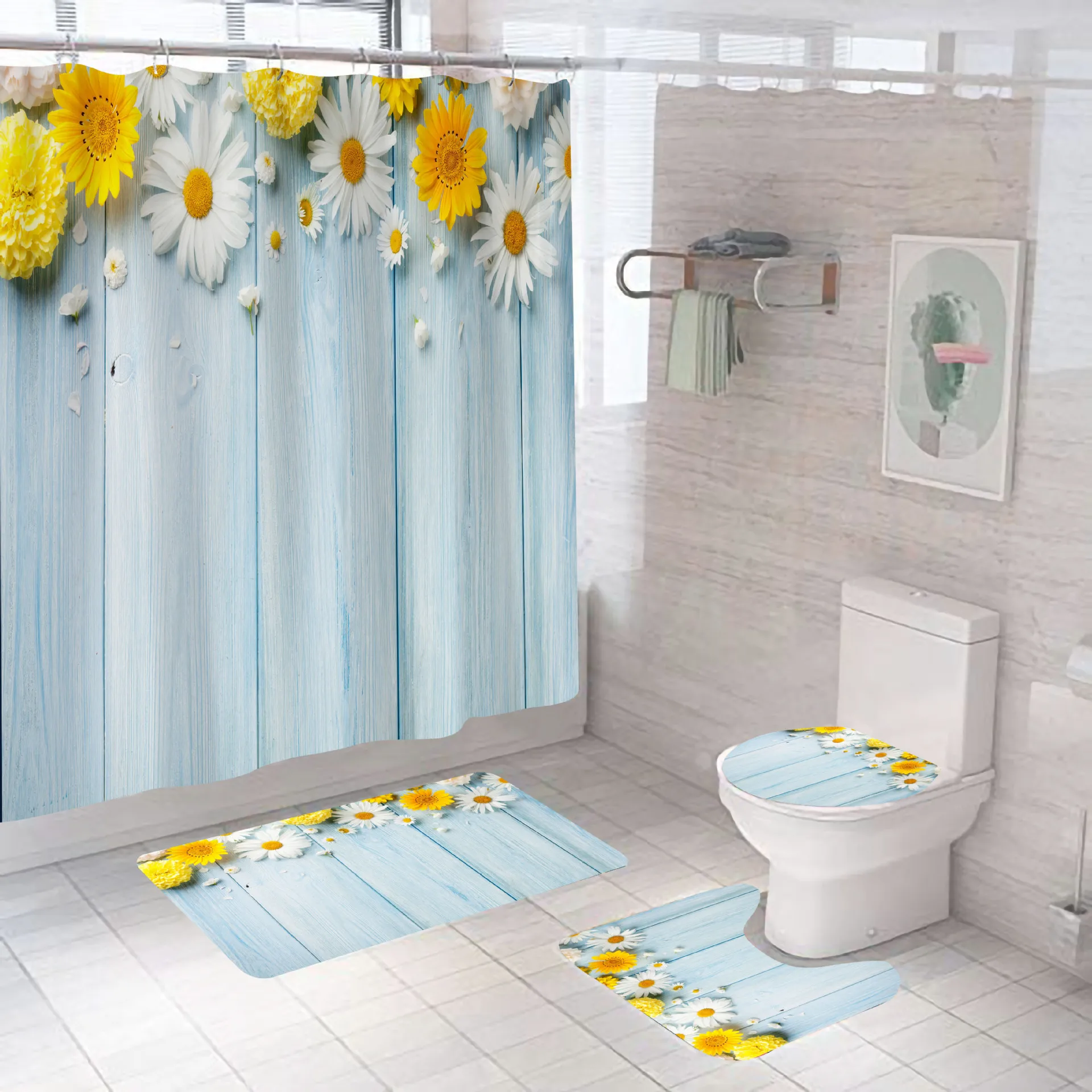 Забавная занавеска для душа в виде кошки-лягушки коврик и чехол 4 шт. комплекте