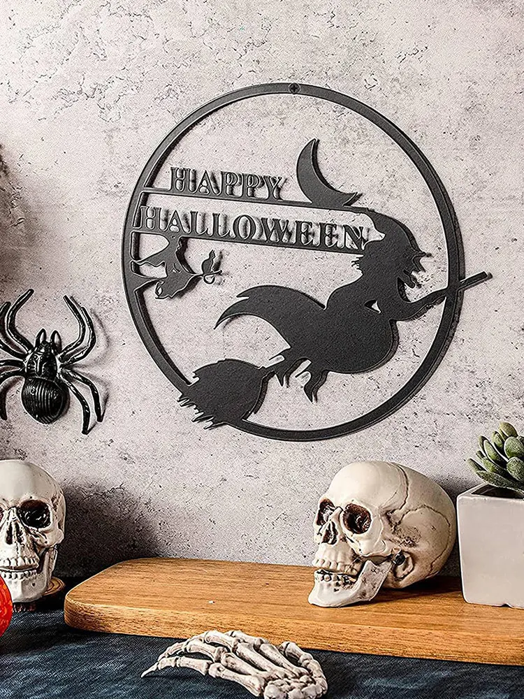 Witch On Broomstick металлическое художественное украшение на стену Хэллоуин