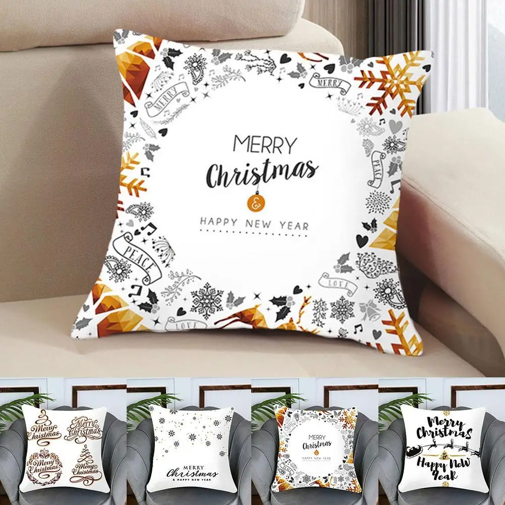 

2021 New Merry Christmas Throw Pillowcase Christmas Tree Bell Beer Snowflower Pattern Pillow Cover Office Sofas Cushion Cover