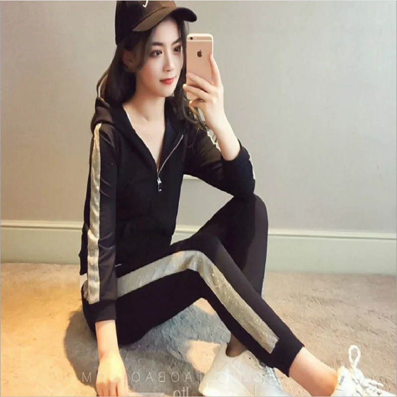 Женский спортивный модный костюм Damdos новый осенний Повседневный Кардиган с