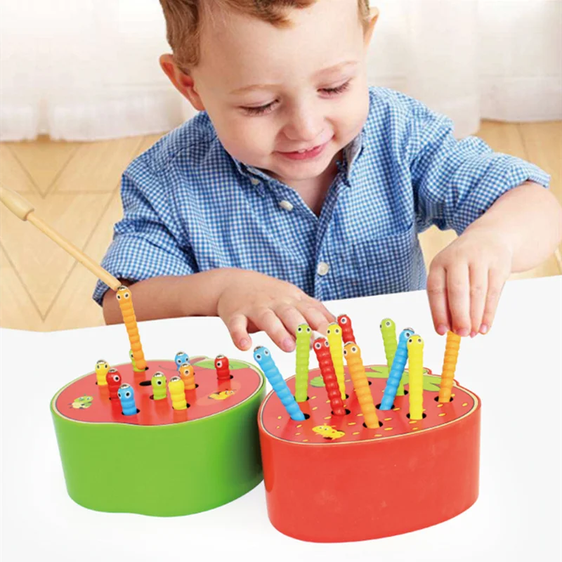 Дети Монтессори раннего образования насекомых игра игрушка клубника с магнитный