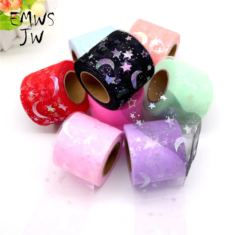 

25 Yards Symphony Gauze Ribbon Star Moon Doll costume craft decoration Creative Sew Handmade Bow Hairpin DIY Dress Accessories