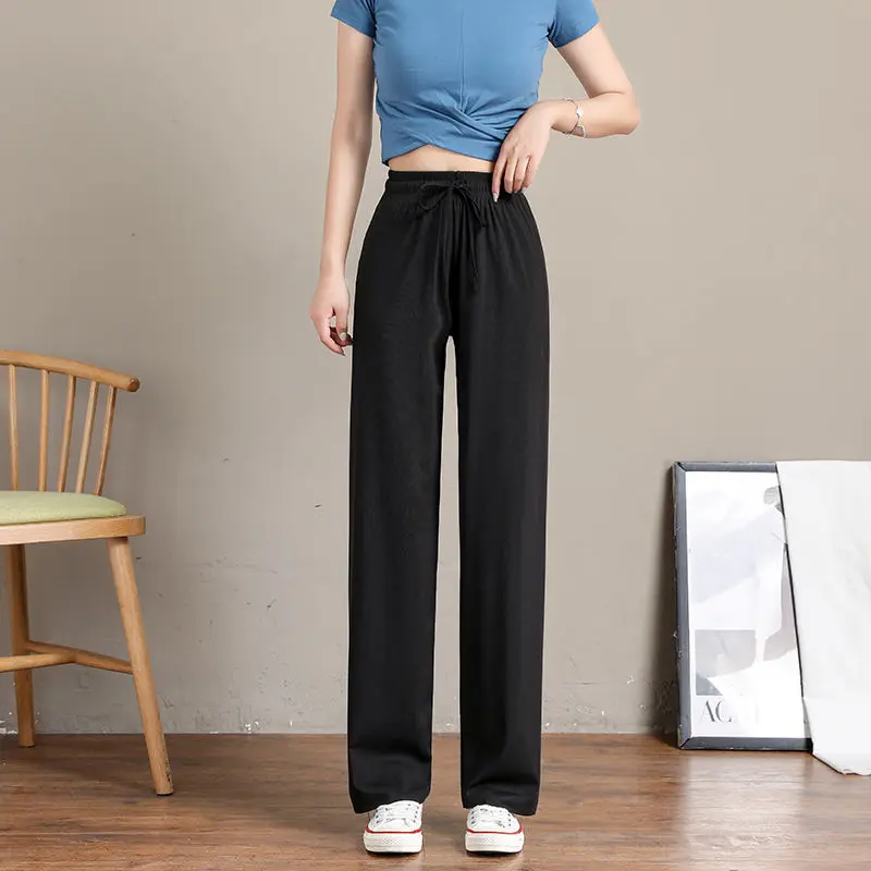 

New summer ice silk wide leg pants for female students