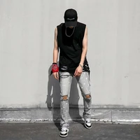 spring and summer paint dots ripped jeans trend mens handsome thin harem pants youth loose beggar pants trousers