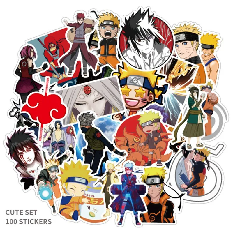 

100PCS/Lot Japan Anime Figure DIY Stickers For Snowboard Laptop Luggage Fridge Car- Styling PVC Decal Stickers