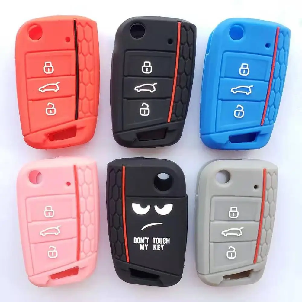 Силиконовый чехол-брелок с Сотами для VOLKSWAGEN Golf7 Polo MK7 GTI R Skoda Octavia Combi A7 SEAT Leon Ibiza CUPTRA 3 кнопки дистанционного управления