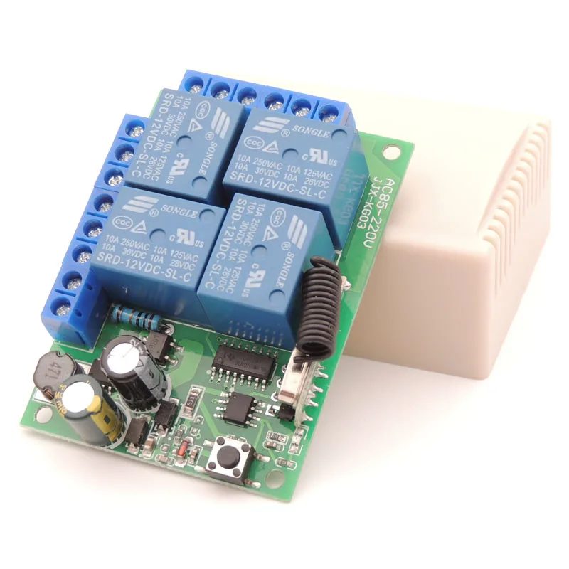 AC85V ~ 220V 10Amp 2200W 433MHz RF беспроводной пульт дистанционного управления 4CH релейный
