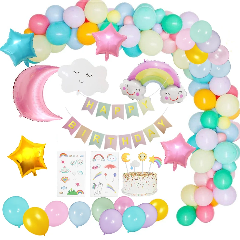 

53Pcs/Set Sky Theme Birthday Party Decorations Kid Pastel Balloon Garland Arch Kit Sun Cloud Star Moon Birthday Decoration Girl