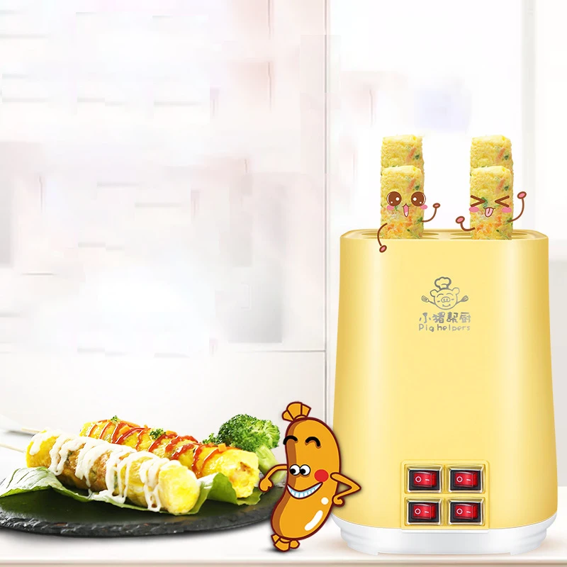 

220V Egg Roll Maker 4 Tube Electric Omelette Boiled Sausage Machine Cooker Cup For Breakfast Cooking Tool