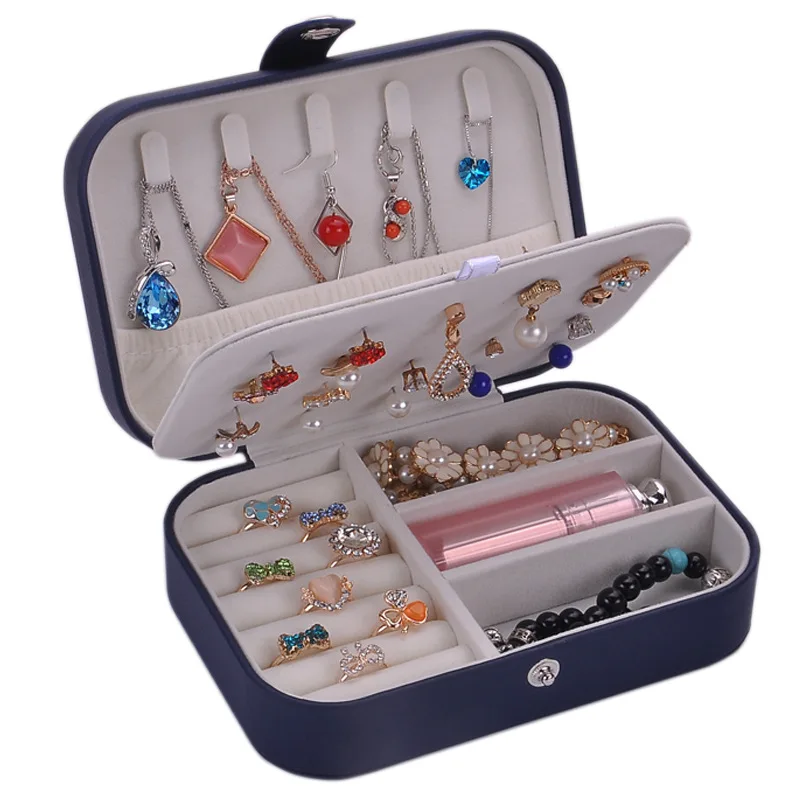

Jewelry Storage Box Korean Style Jewelry Box Fresh Simple Girl Earrings Plate Protable Leather Earrings Ring Multi-function