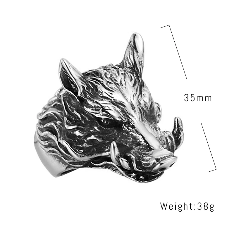 Властные 316L кольца из нержавеющей стали дикий кабан мужские Sus Scrofa панк