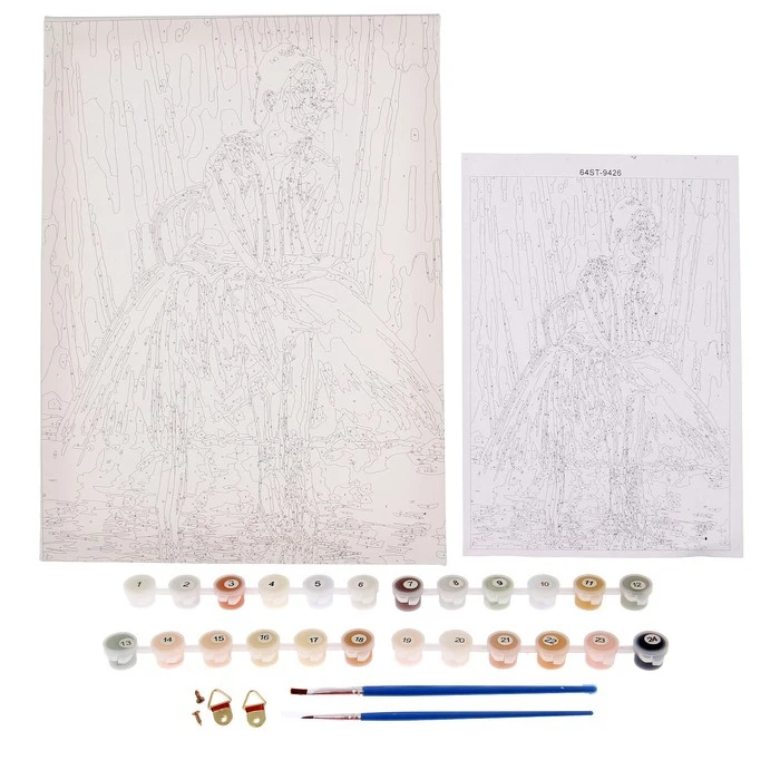 Painting on canvas &quotBallerina sitting a chair&quot by numbers with paints 3 ml each + brushes fasteners 30 * 40 2461723 Needlework Paint Number