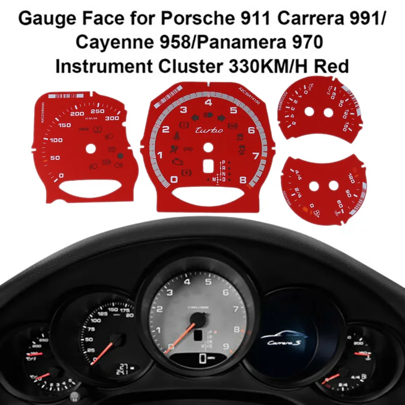 

Gauge Face Dial Facelift for Porsche 971 Cayenne Macan 718 Paramera 911 Carrera 991 Dash Cluster Overlay