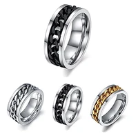 punk men women unisex stainless steel chain inlaid finger ring band jewelry gift wedding masonic ring