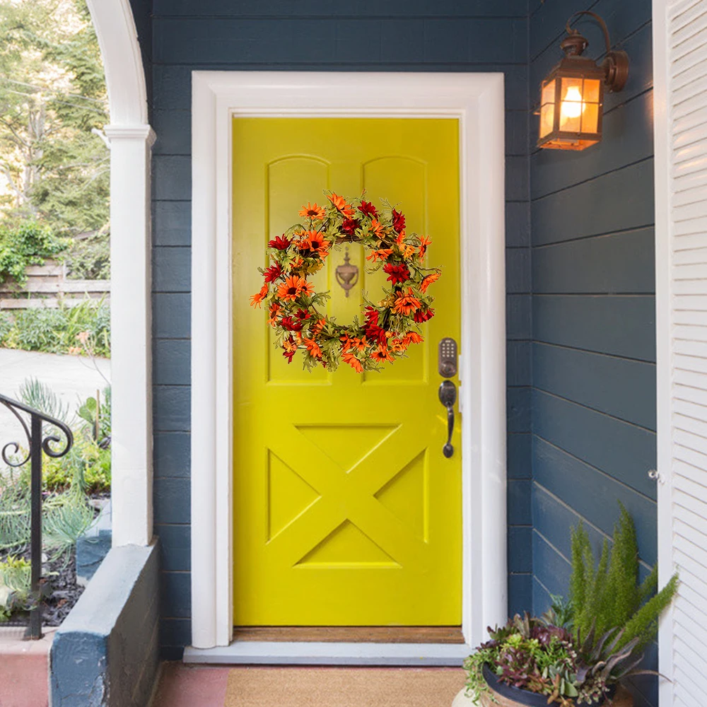 

Искусственные хризантемы гирлянда осень Передняя Гирлянда для двери для сада на Рождество, для дома, свадебное украшение гирлянды украшени...