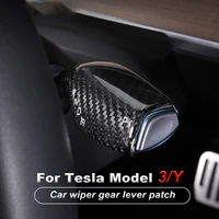 real carbon fiber car wiper gear lever patch for tesla model 3 2021 model y light controller lever protective shell accessories