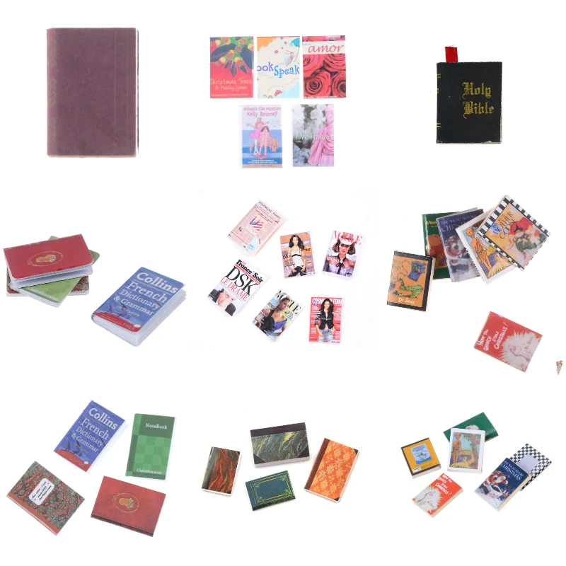 

1 Set 1:12 Dollhouse Books Toy DIY Doll Furniture Book/Magazine/Poker Accessories for Blyth Dollhouse Decoration Children Toys