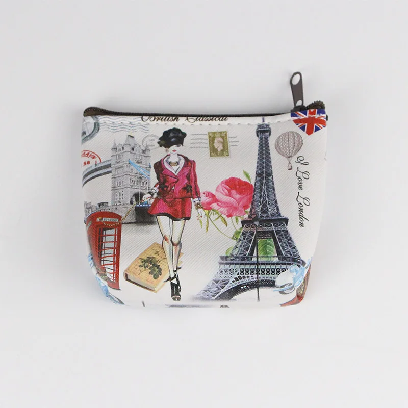 4 Hot Retro Paris Coin Purses Women Mini Wallets PVC Baby Girl Change Purse Children Zipper Pouch Card Coins Holders Clutch - Цвет: 4
