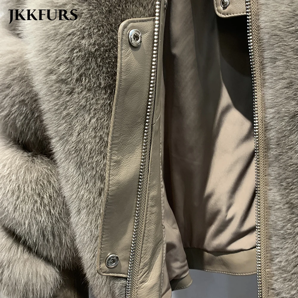 

New Arrivals Women's Real Fox Fur Coat Genuine Sheepskin Leather Jacket Winter Thick Warm Fur Lady's Outerwear S7886