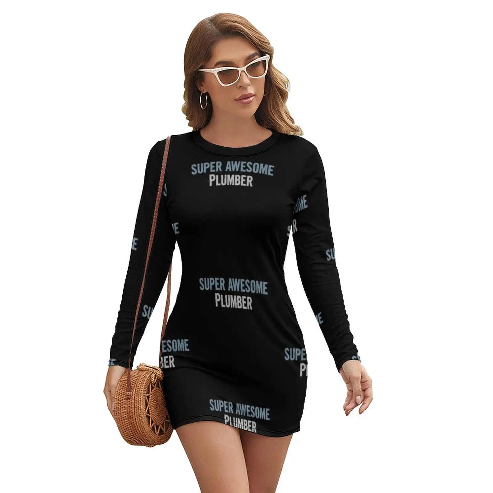 

Plumber Dress Long Sleeve Polyester Girls Bodycon Business Sale Comfortable Printed One-Piece Dress