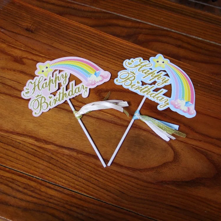 Радужный Топпер для торта лента детского дня рождения топперы кексов флаги