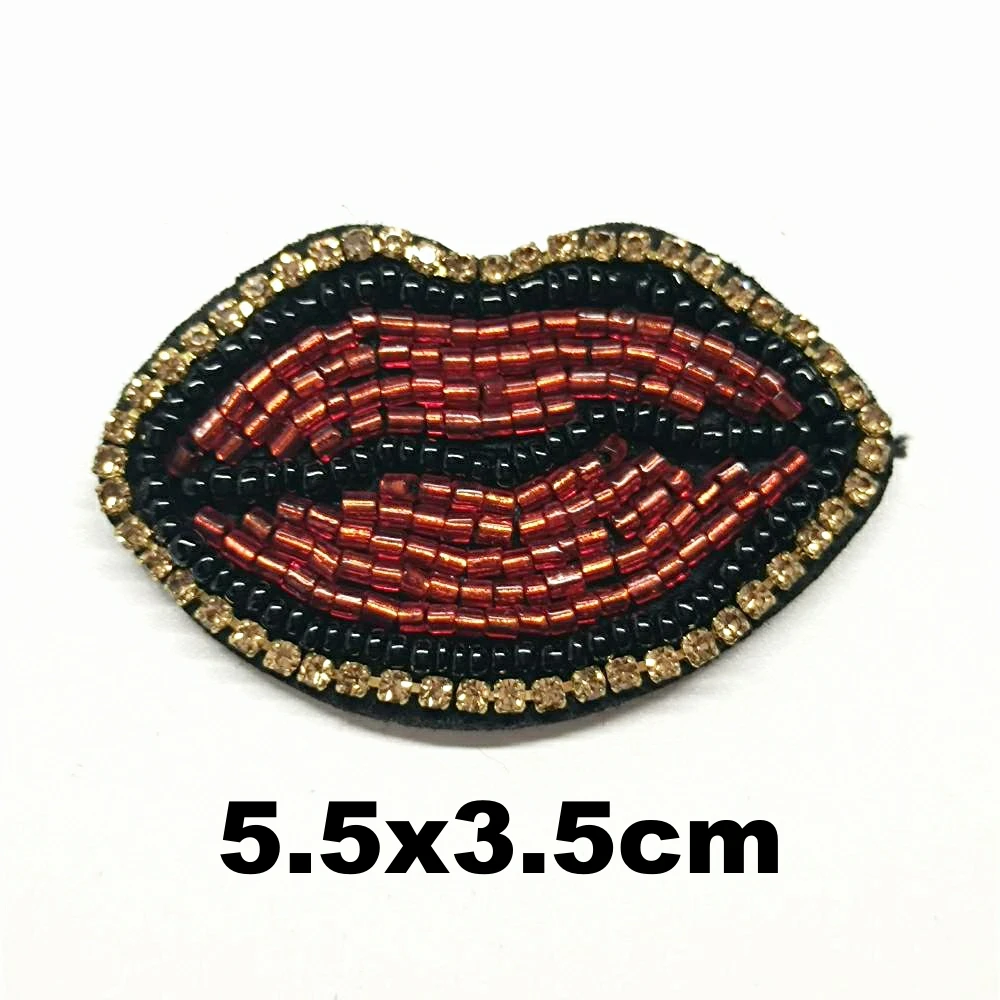 

embroidery beaded lip mouth embroideried patches for clothing DO-3328