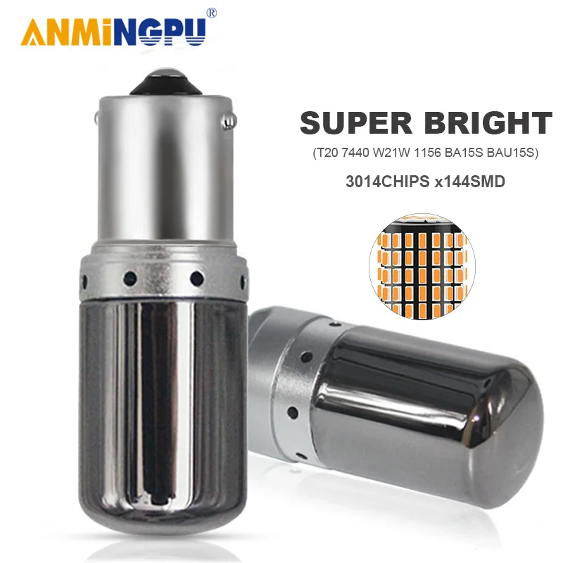 ANMINGPU сигнальная лампа P21W светодиодные лампы 1156 BA15S BAU15S PY21W супер яркий 3014SMD 7440 Led W21W