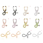 1 * брошь для медсестры, медицинские броши, металлический стетоскоп, эмалированная бижутерия для женщин, мужчин, врачей, медсестер, медицинский стетоскоп, химическое ювелирное изделие