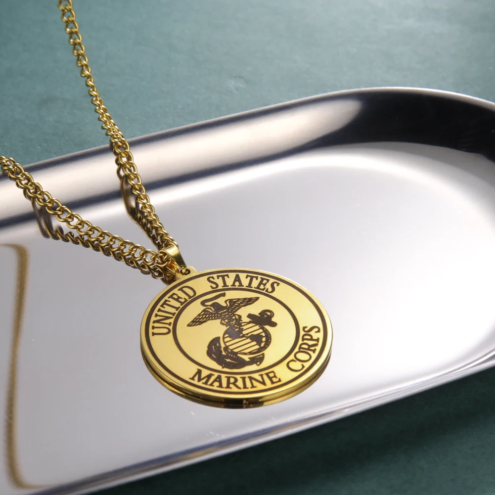 Dawapara морской пехоты США Подвески Цепочки и ожерелья Золотой Нержавеющая сталь