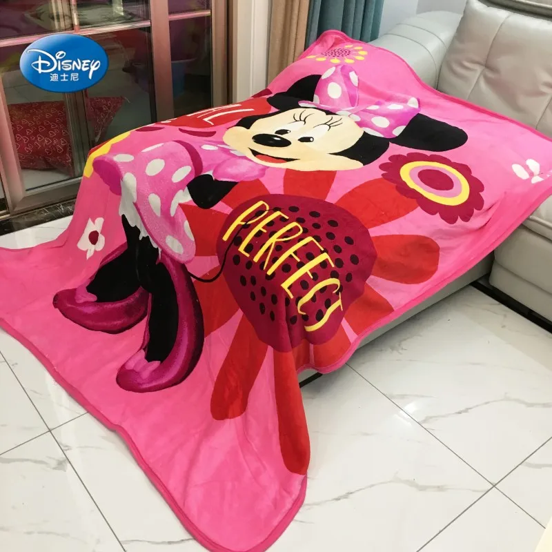 Disney Double Layered Mickey Minnie Mouse Sherpa Thick Warm Blanket Throw for Girls Kids on Bed Sofa 150x200cm Flatsheet Winter