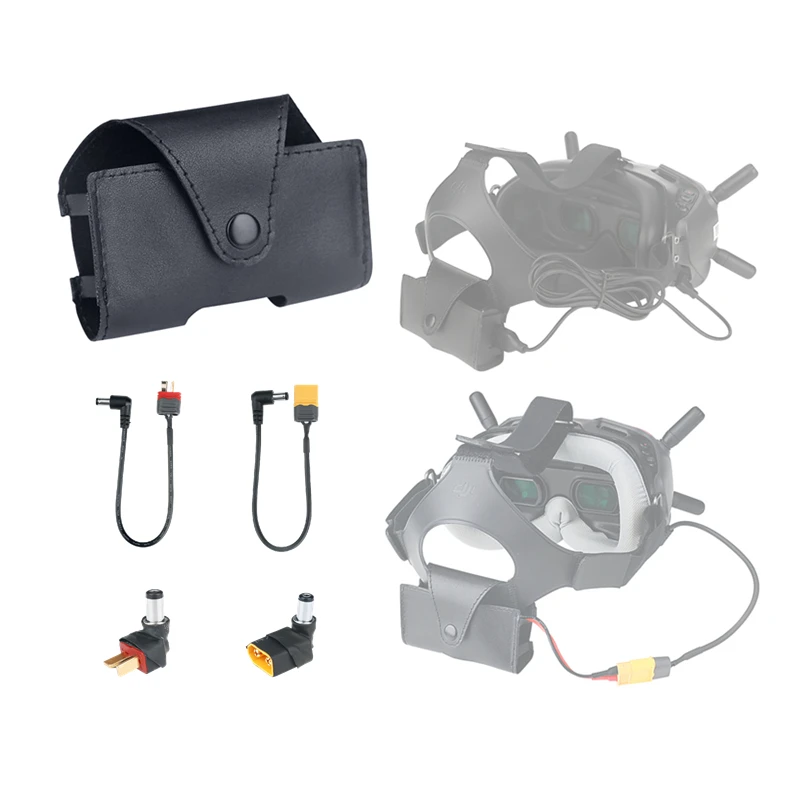 

Для DJI FPV Goggle V2 сумка для хранения аккумулятора на повязке из искусственной кожи T Plug XT60 головка DC кабель аксессуары запасные части Combo RCSTQ
