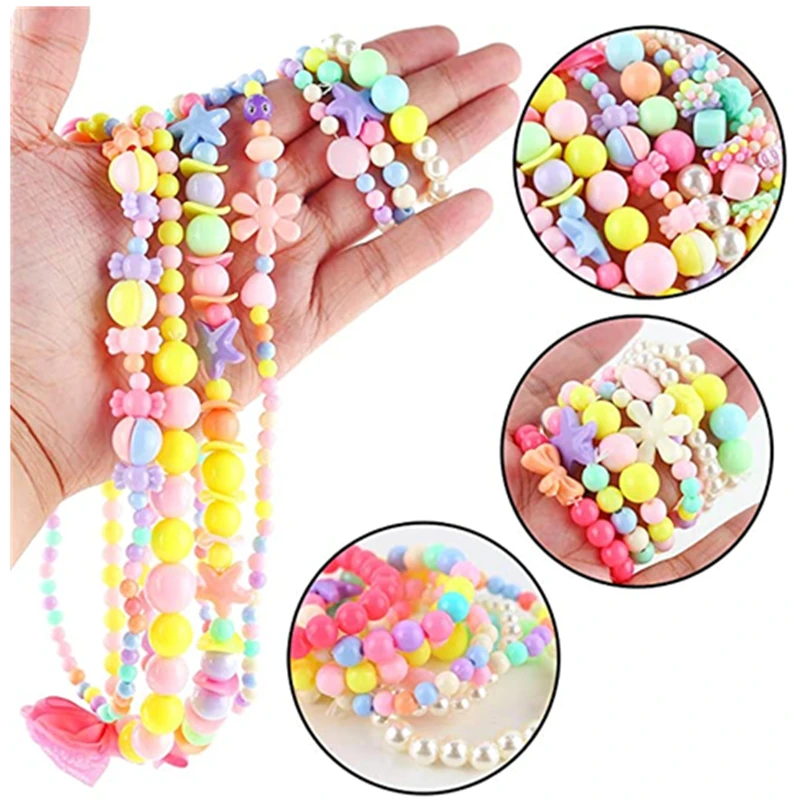 

Children DIY Rainbow Beads Accessory With Flower Box Jewelry Kids Educational Toys Making Bracelets For Girls Necklace Craft Kit