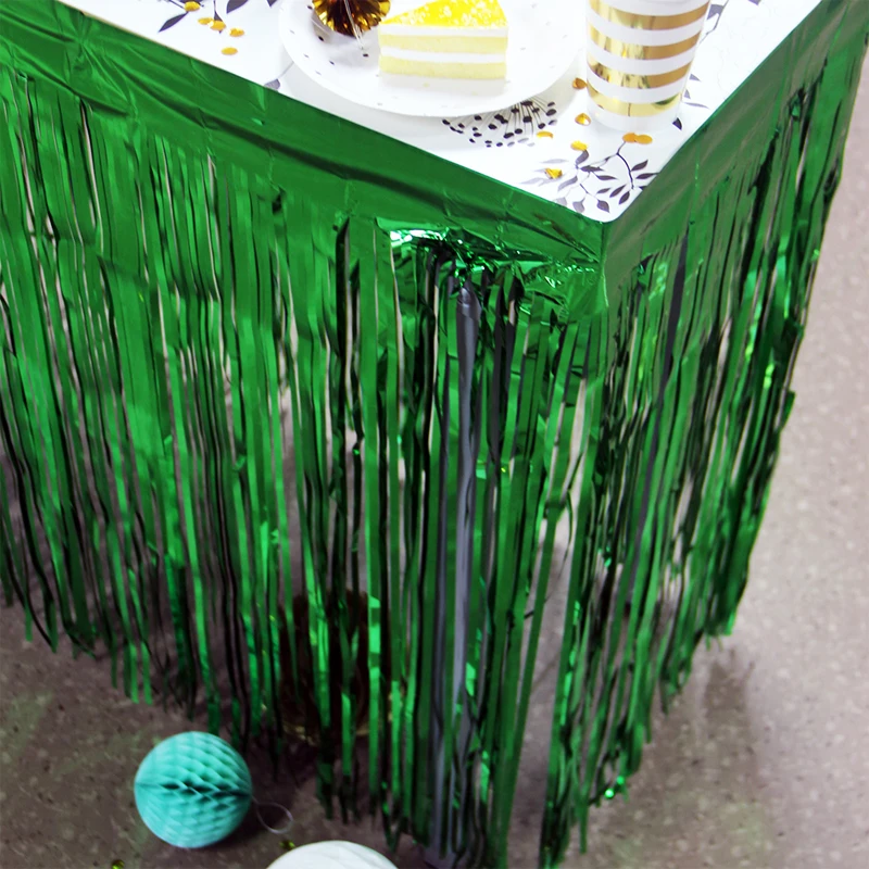 Настольная юбка с металлической бахромой блестки из фольги для душа дня рождения